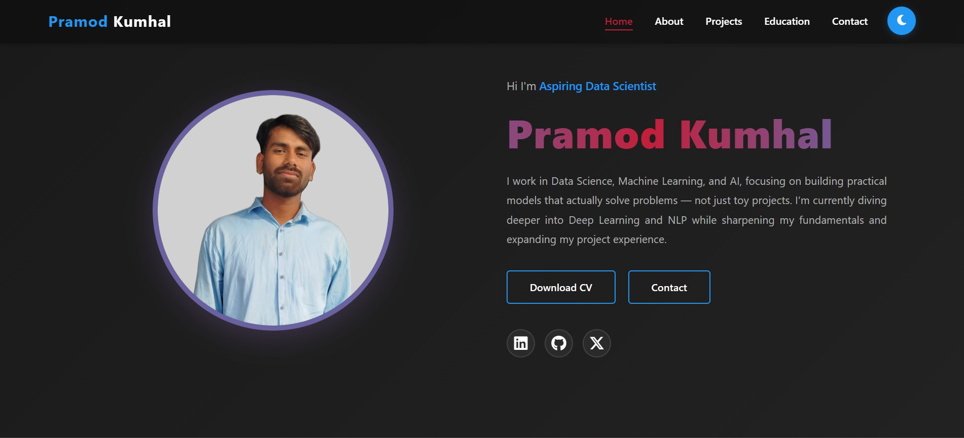 Portfolio Website project - Responsive design with modern CSS animations