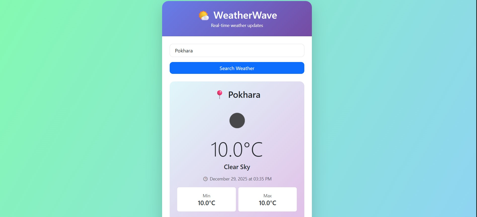 WeatherWave - Real-time Weather App